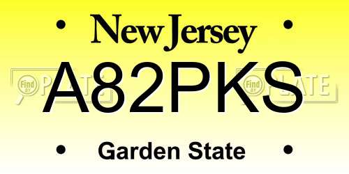A82PKS New Jersey License Plate