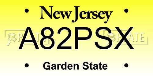 A82PSX New Jersey License Plate