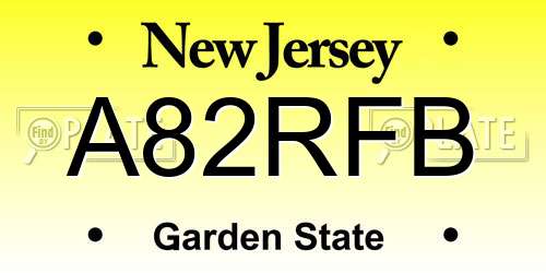 A82RFB New Jersey License Plate