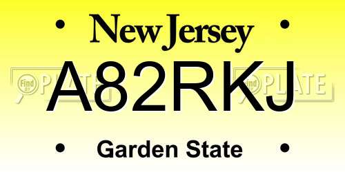 A82RKJ New Jersey License Plate