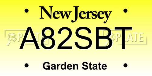 A82SBT New Jersey License Plate