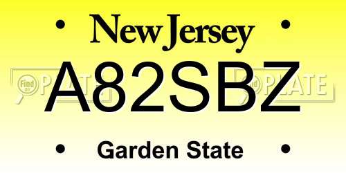 A82SBZ New Jersey License Plate
