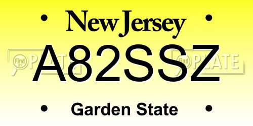 A82SSZ New Jersey License Plate