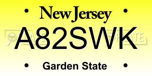 A82SWK New Jersey License Plate