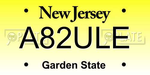 A82ULE New Jersey License Plate