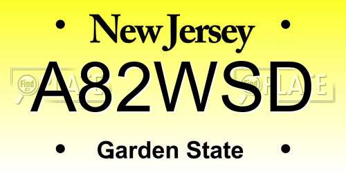 A82WSD New Jersey License Plate