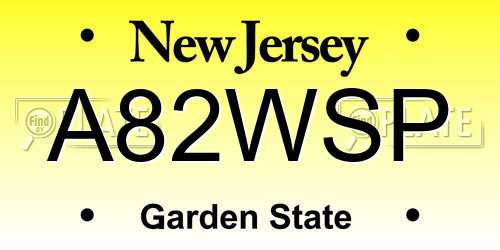 A82WSP New Jersey License Plate