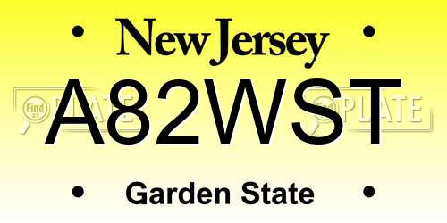 A82WST New Jersey License Plate