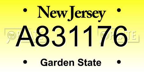 A831176 New Jersey License Plate