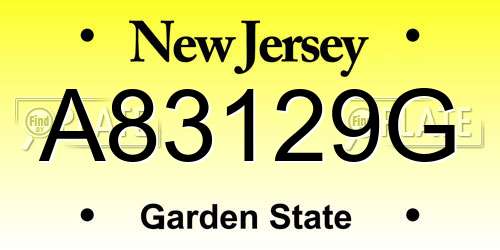 A83129G New Jersey License Plate