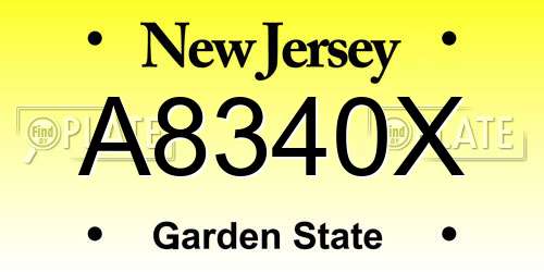 A8340X New Jersey License Plate