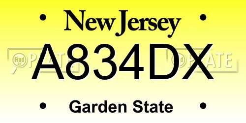 A834DX New Jersey License Plate