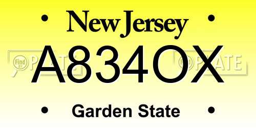 A834OX New Jersey License Plate