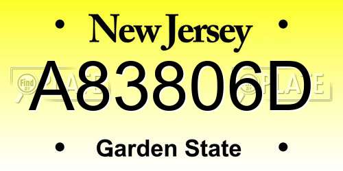 A83806D New Jersey License Plate