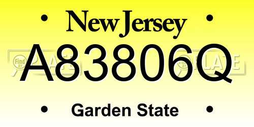 A83806Q New Jersey License Plate