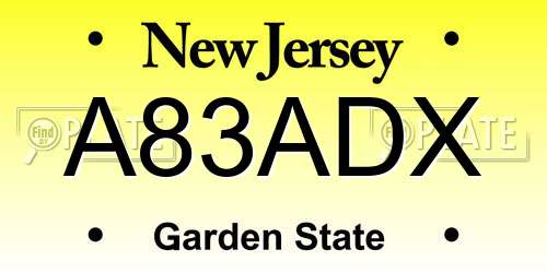 A83ADX New Jersey License Plate