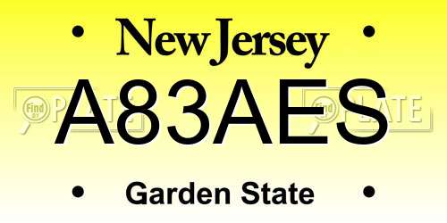 A83AES New Jersey License Plate