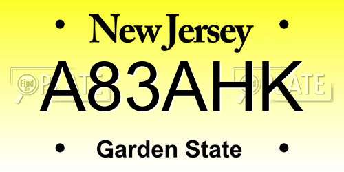 A83AHK New Jersey License Plate