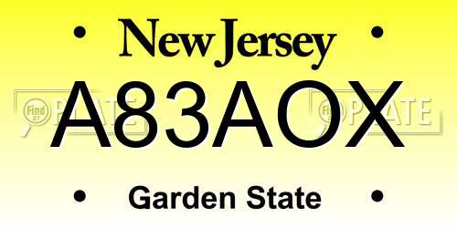 A83AOX New Jersey License Plate
