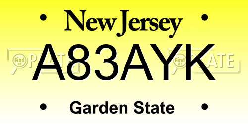 A83AYK New Jersey License Plate