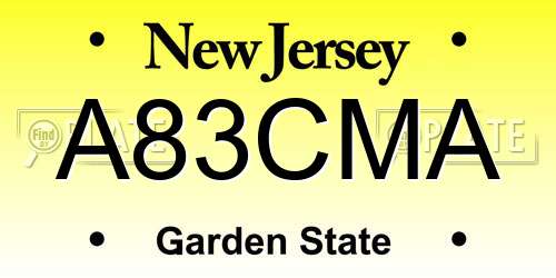 A83CMA New Jersey License Plate