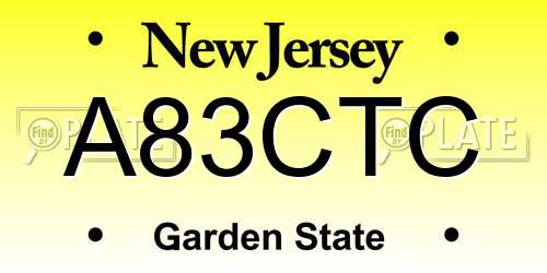 A83CTC New Jersey License Plate