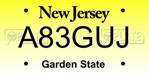 A83GUJ New Jersey License Plate