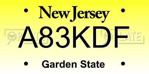 A83KDF New Jersey License Plate