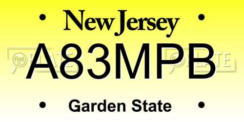 A83MPB New Jersey License Plate
