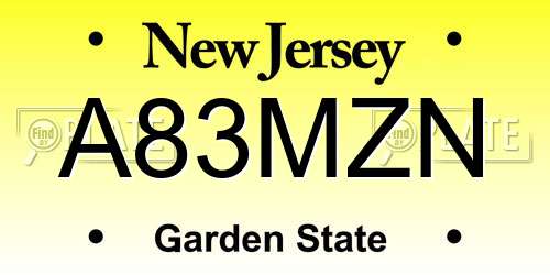 A83MZN New Jersey License Plate