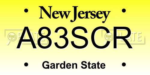 A83SCR New Jersey License Plate