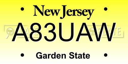 A83UAW New Jersey License Plate