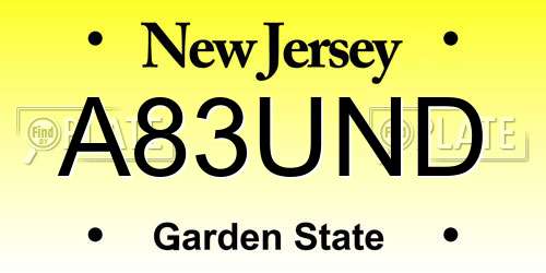 A83UND New Jersey License Plate