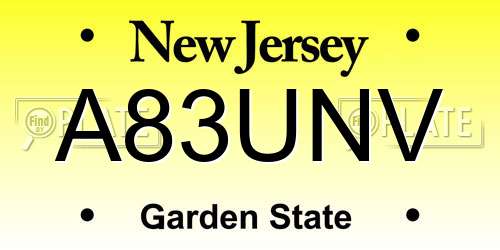 A83UNV New Jersey License Plate