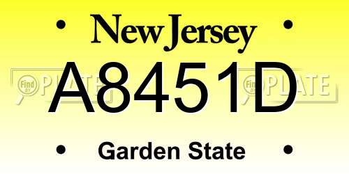 A8451D New Jersey License Plate