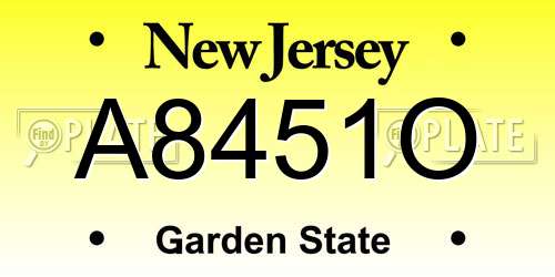 A8451O New Jersey License Plate