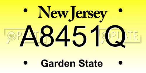 A8451Q New Jersey License Plate