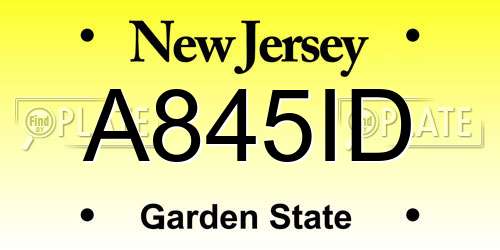 A845ID New Jersey License Plate
