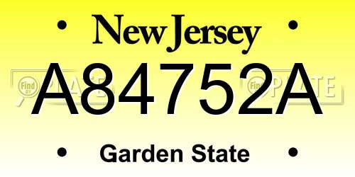A84752A New Jersey License Plate