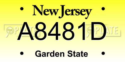 A8481D New Jersey License Plate