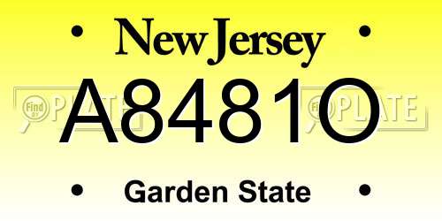 A8481O New Jersey License Plate