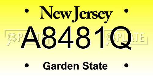 A8481Q New Jersey License Plate