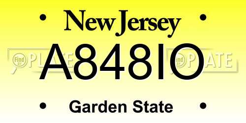A848IO New Jersey License Plate