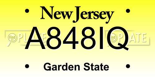 A848IQ New Jersey License Plate