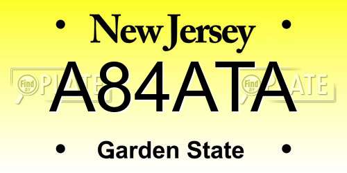 A84ATA New Jersey License Plate