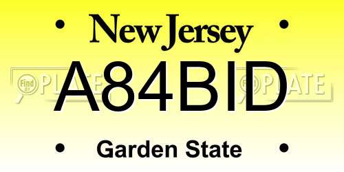 A84BID New Jersey License Plate