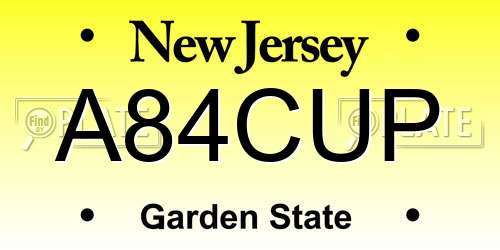 A84CUP New Jersey License Plate