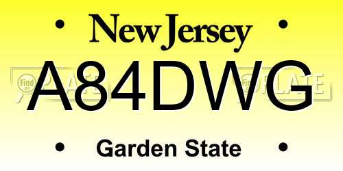 A84DWG New Jersey License Plate