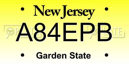 A84EPB New Jersey License Plate