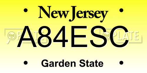 A84ESC New Jersey License Plate